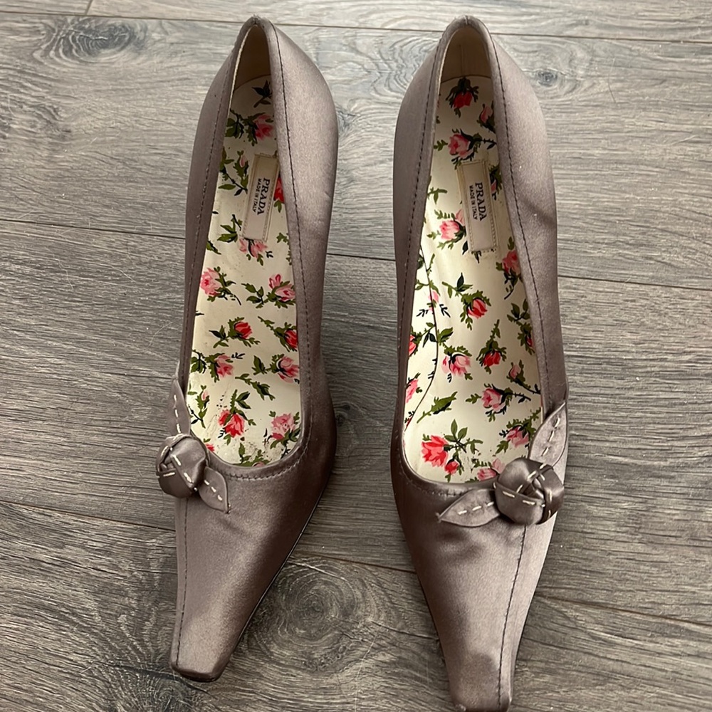 Prada satin heels.